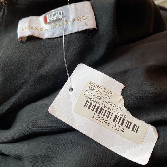 Amanda Uprichard Black Timeless Wrap Dress Size Small NWT - Picture 9 of 9